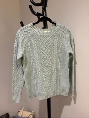 GAP Mint Cable Knit Crewneck Sweater
